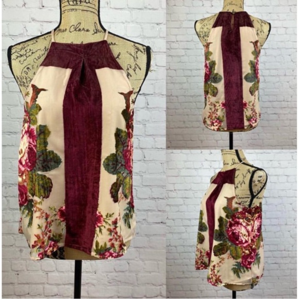 Clover & Scout Floral Velvet Burnout Top
